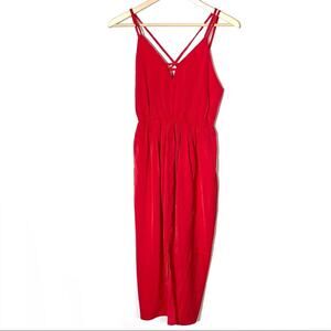 NWT Few Moda  Priscilla strappy red v neck midi slip dress size medium M